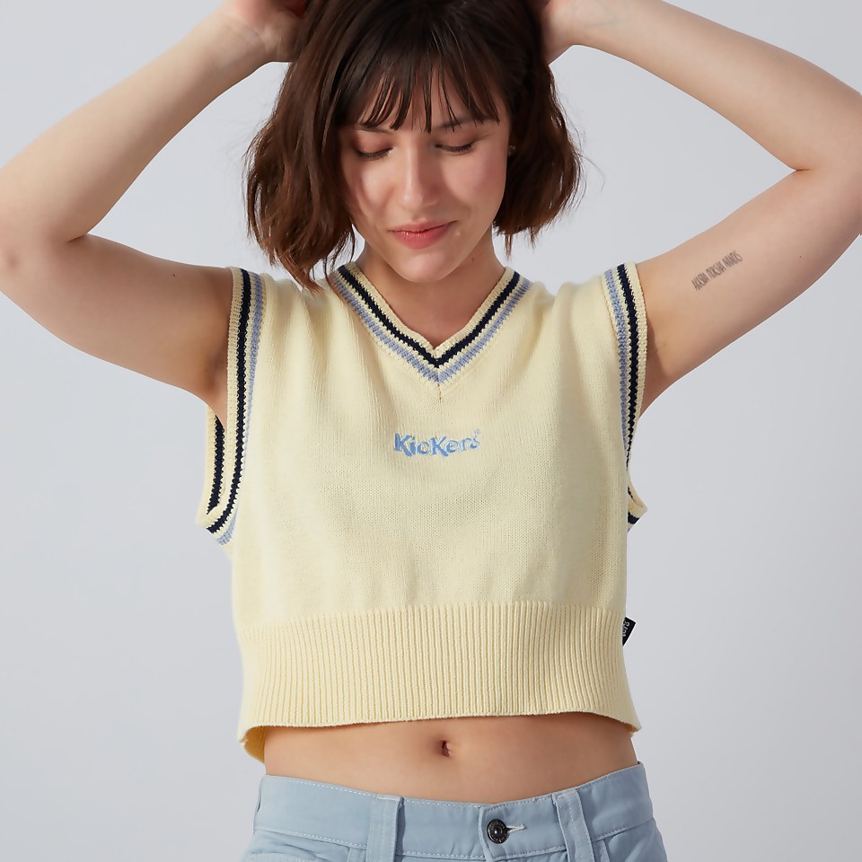 Women's V-Neck Knit Tank Top Cream