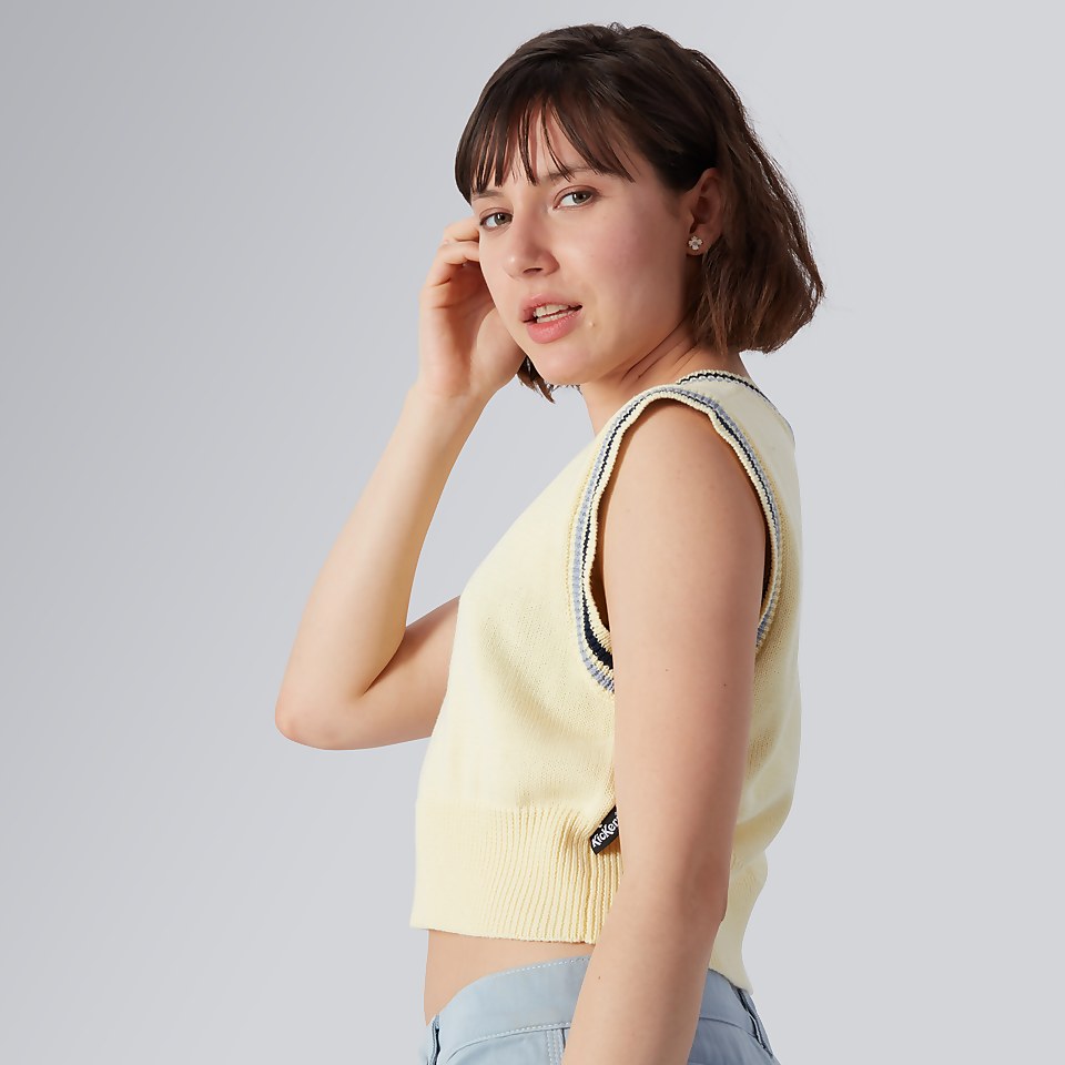 Women's V-Neck Knit Tank Top Cream