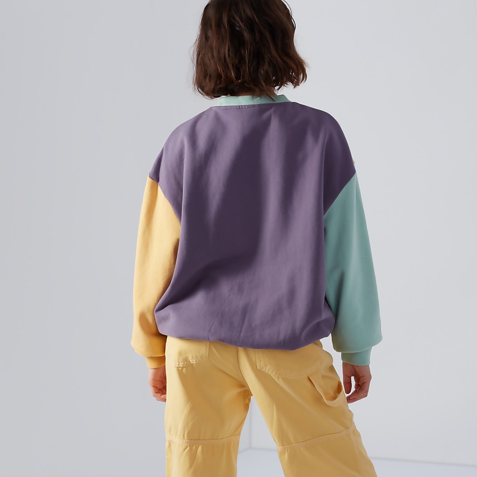 Women's Brushed Back Panelled Sweatshirt Multi