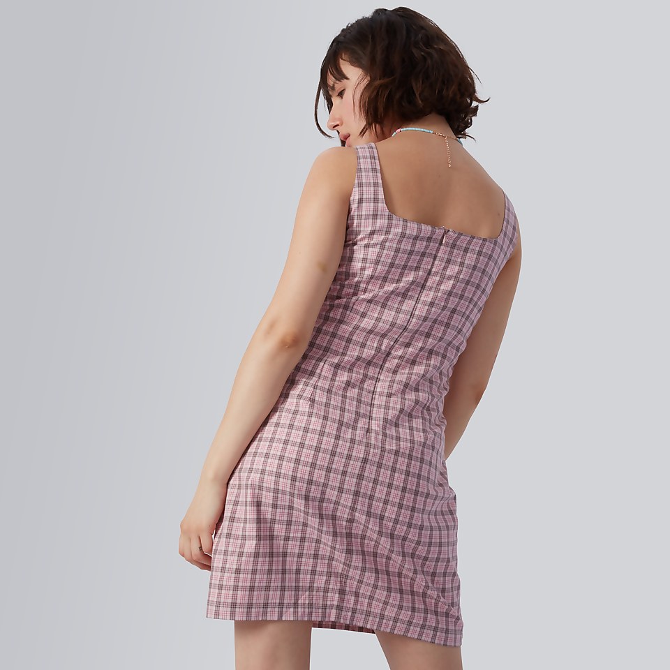 Women's Gingham Mini Dress Pink