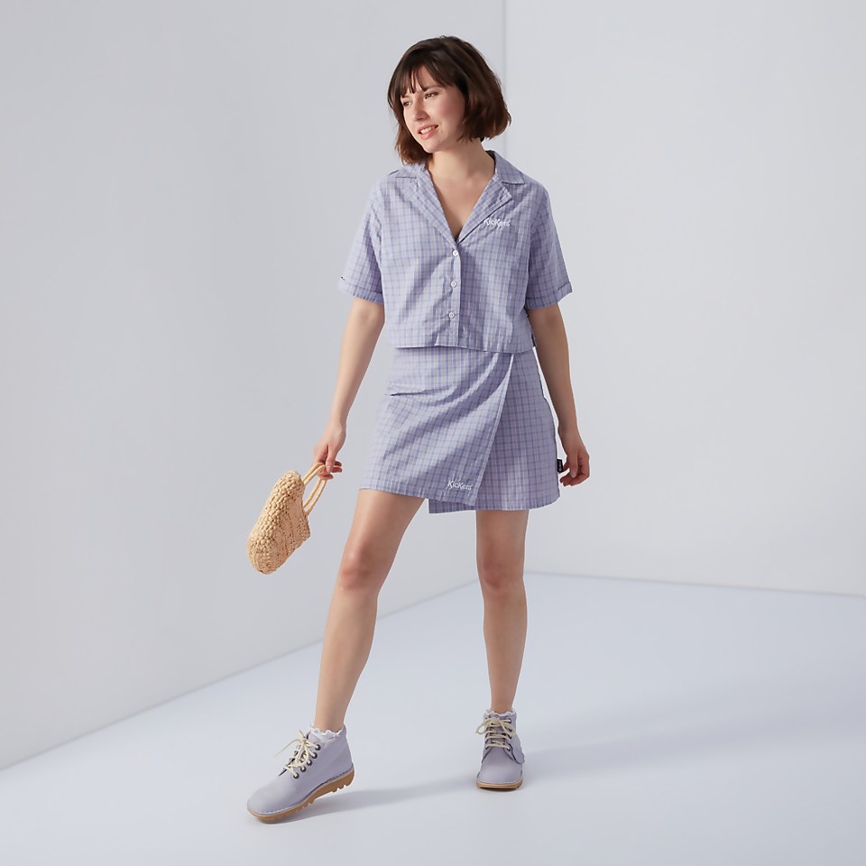 Women's Cropped Checked Shirt Lilac