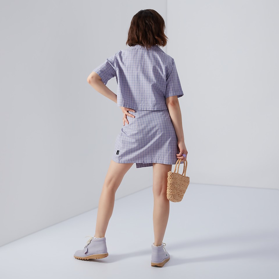 Women's Cropped Checked Shirt Lilac