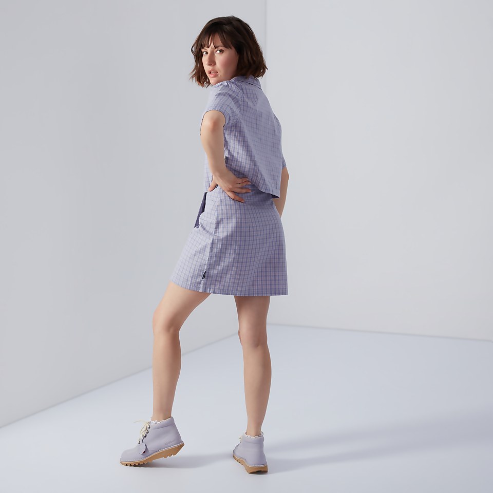 Women's Checked Mini Wrap Skirt Lilac