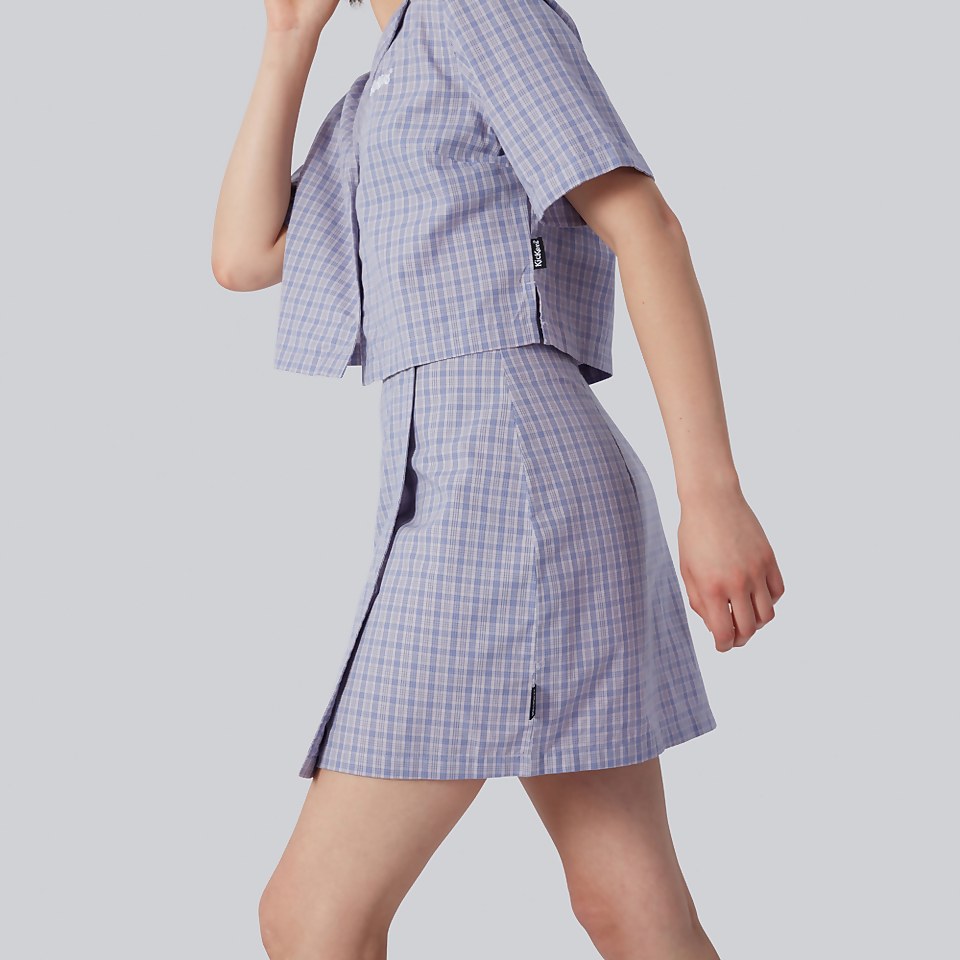 Women's Checked Mini Wrap Skirt Lilac