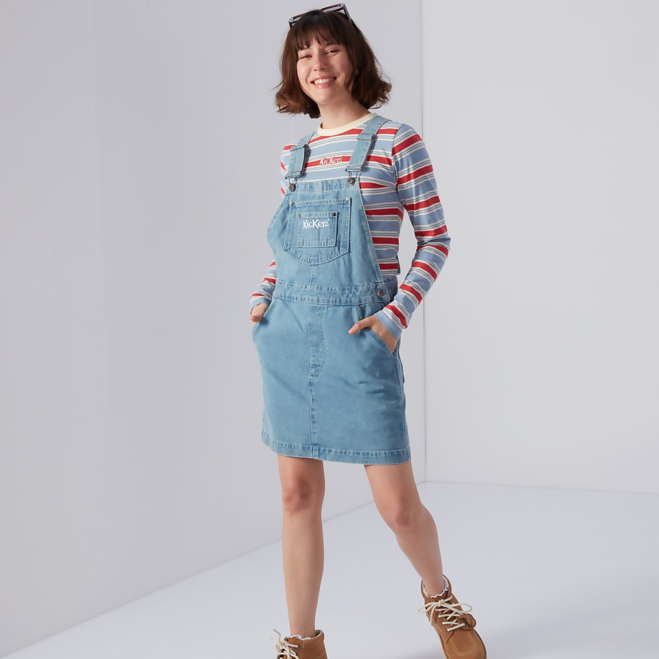 Women's Demin Dugaree Dress Blue