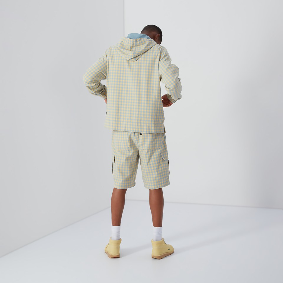 Men's Funnel Neck Gingham Anorak Yellow