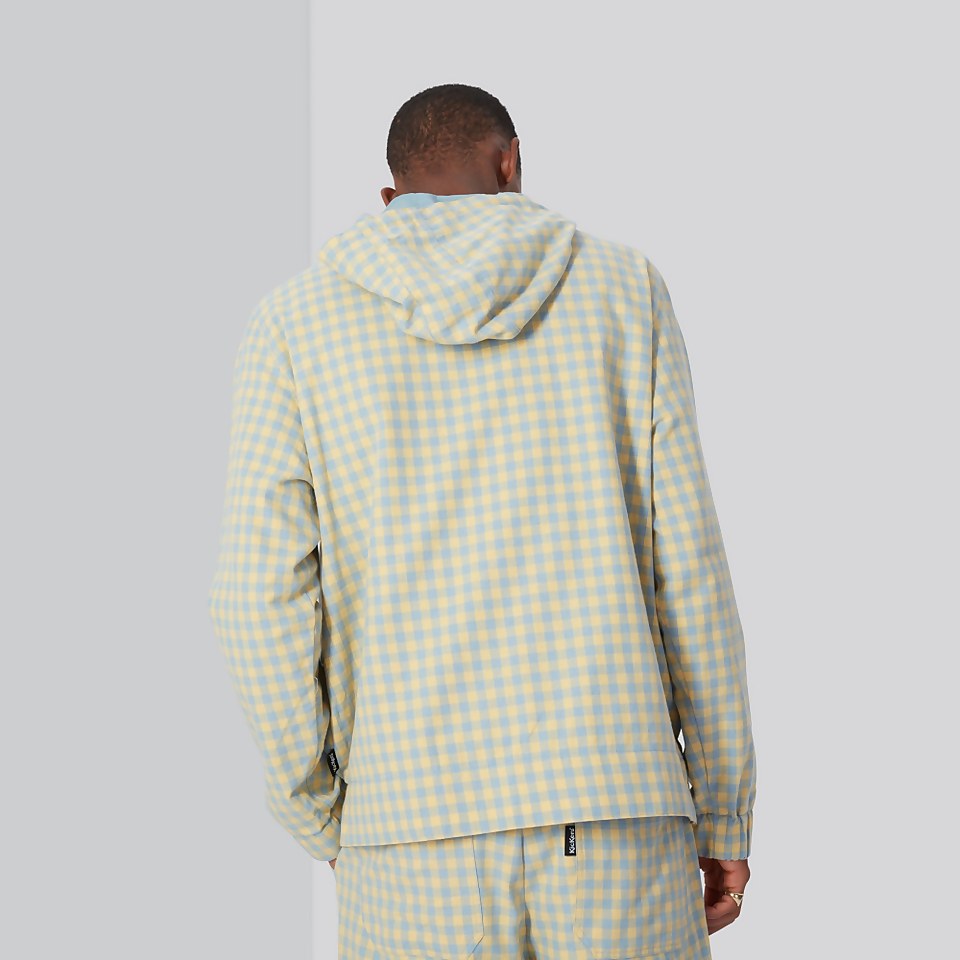 Men's Funnel Neck Gingham Anorak Yellow