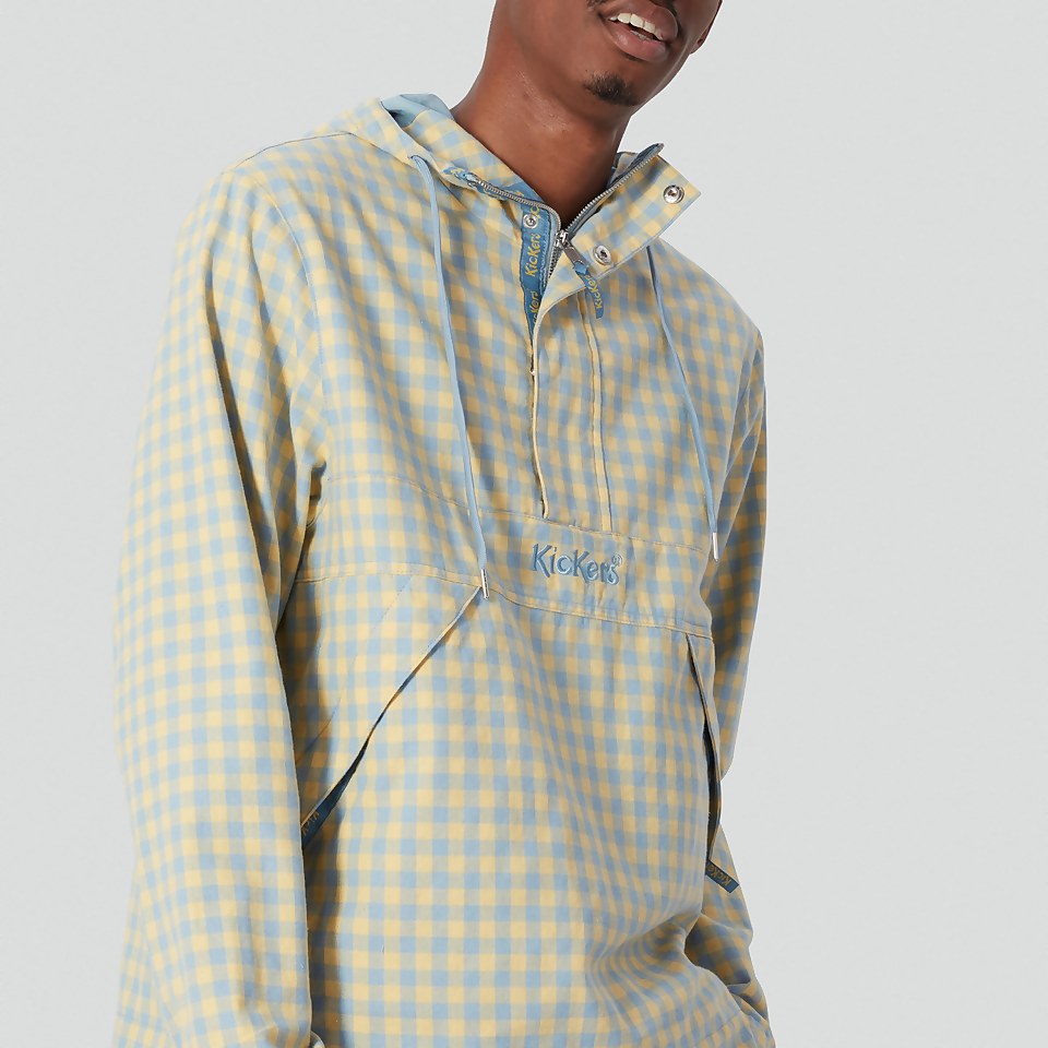 Men's Funnel Neck Gingham Anorak Yellow