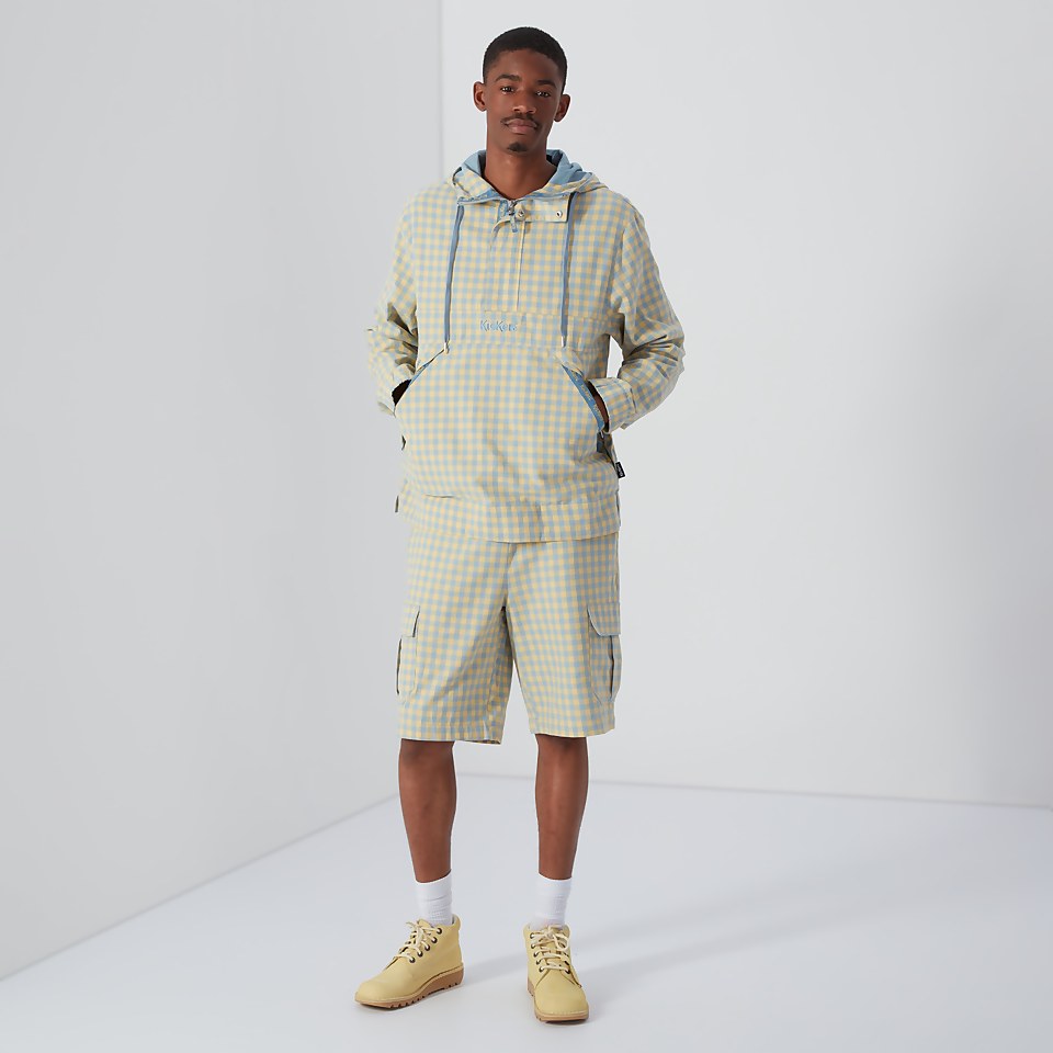 Men's Funnel Neck Gingham Anorak Yellow