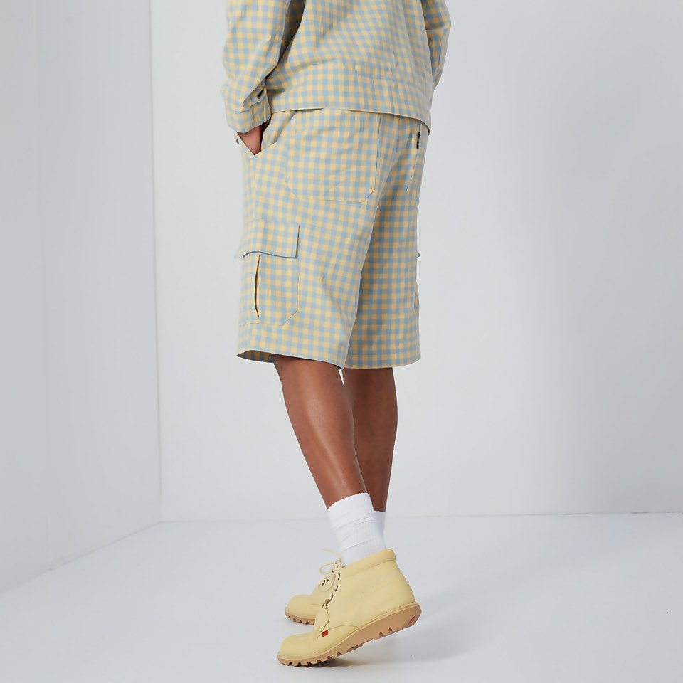 Men's Gingham Combat Shorts Yellow