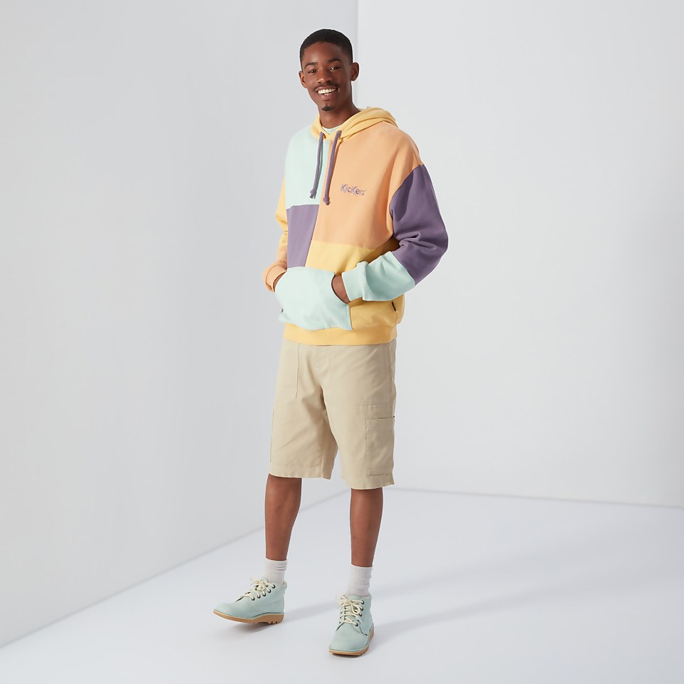 Men's Brushed Back Patchwork Hoodie Multi