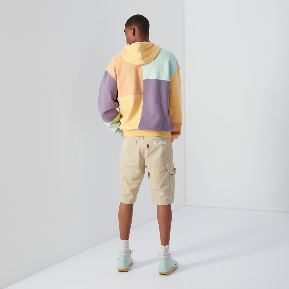 Men's Brushed Back Patchwork Hoodie Multi