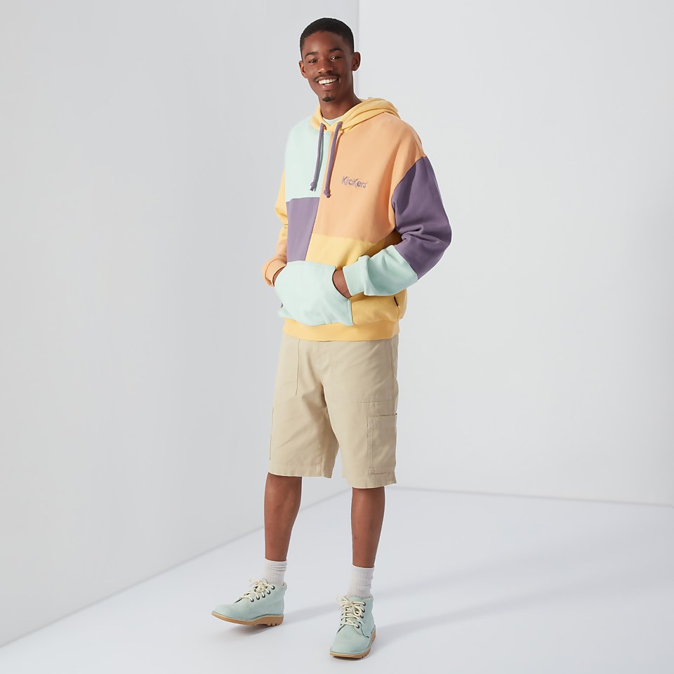 Men's Brushed Back Patchwork Hoodie Multi