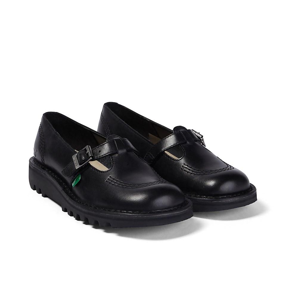 Adult Womens Kick Lo T-bar Leather Black