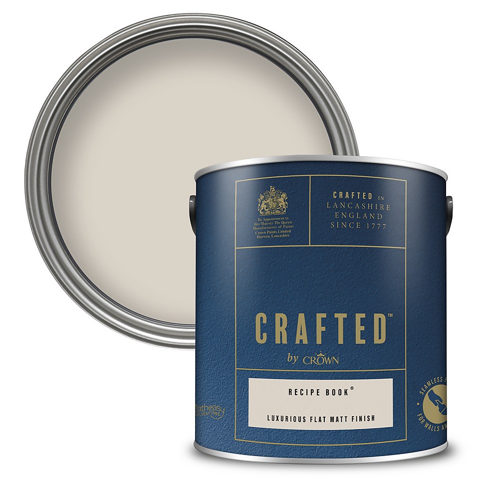 CRAFTED by Crown Flat Matt Interior Wall, Ceiling and Wood Paint Recipe Book® - 2.5L