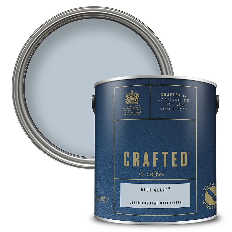 CRAFTED by Crown Interior Wall, Ceiling and Wood Flat Matt Paint Blue Glaze - 2.5L