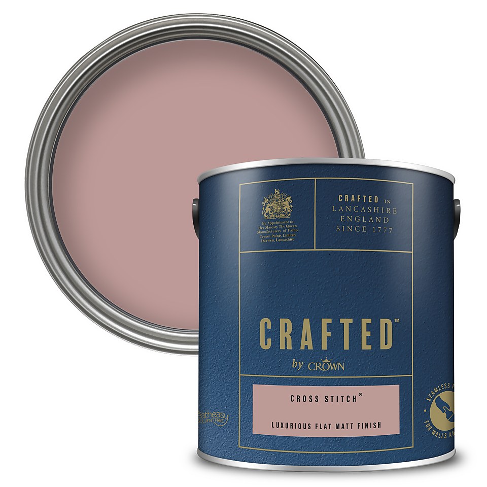 CRAFTED by Crown Flat Matt Interior Wall, Ceiling and Wood Paint Cross Stitch® - 2.5L