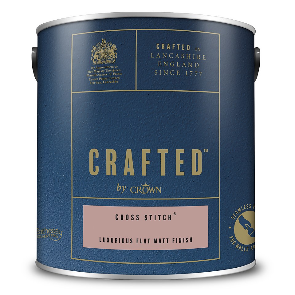 CRAFTED by Crown Flat Matt Interior Wall, Ceiling and Wood Paint Cross Stitch® - 2.5L