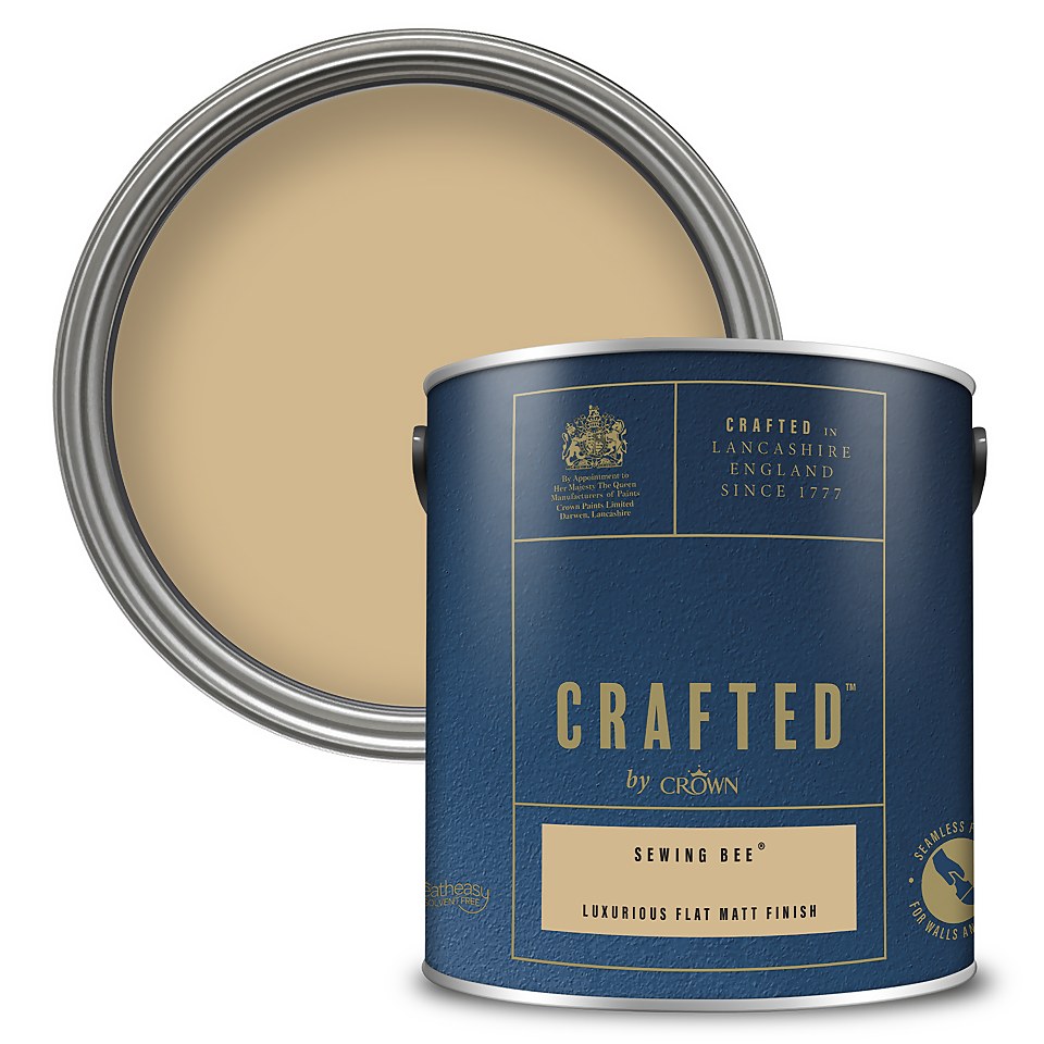 CRAFTED by Crown Flat Matt Interior Wall, Ceiling and Wood Paint Sewing Bee® - 2.5L