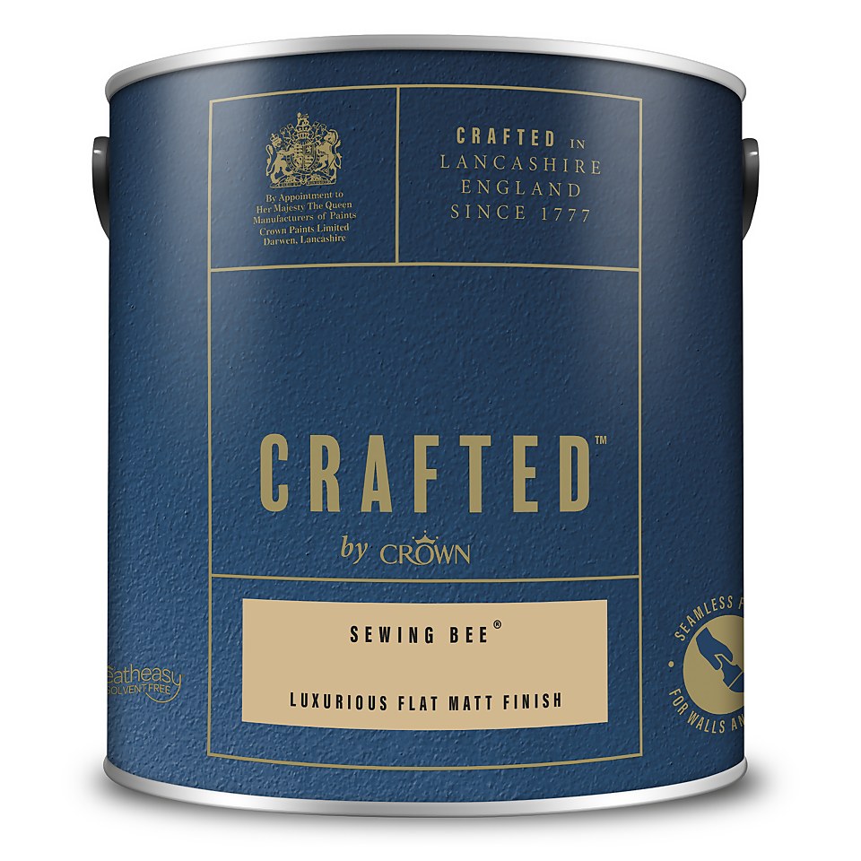 CRAFTED by Crown Flat Matt Interior Wall, Ceiling and Wood Paint Sewing Bee® - 2.5L