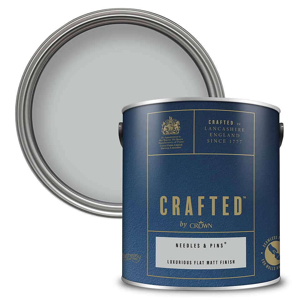 CRAFTED by Crown Flat Matt Interior Wall, Ceiling and Wood Paint Needles & Pins® - 2.5L