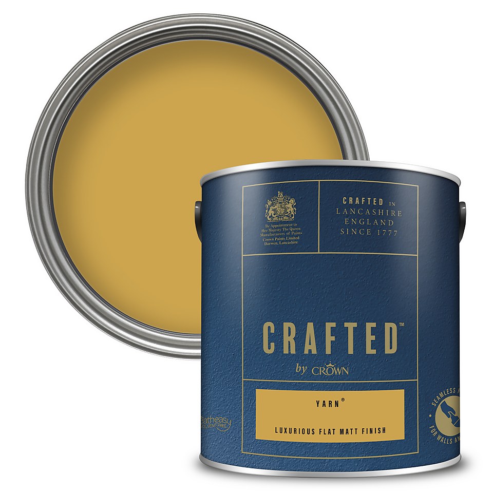CRAFTED by Crown Flat Matt Interior Wall, Ceiling and Wood Paint Yarn® - 2.5L