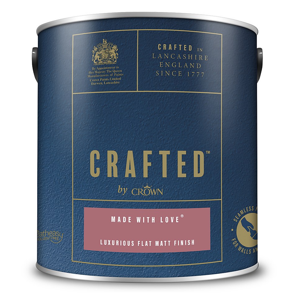 CRAFTED by Crown Flat Matt Interior Wall, Ceiling and Wood Paint Made with Love® - 2.5L