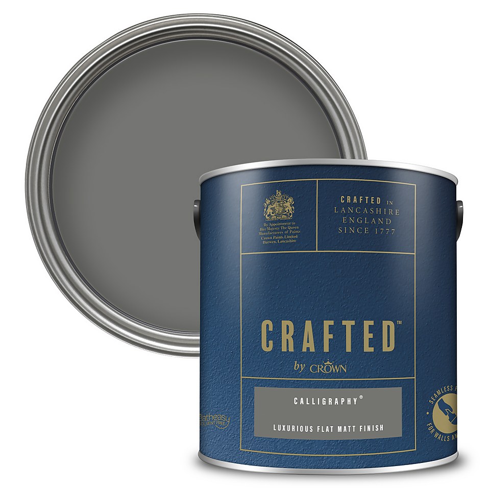 CRAFTED by Crown Flat Matt Interior Wall Ceiling and Wood Paint Calligraphy® - 2.5L