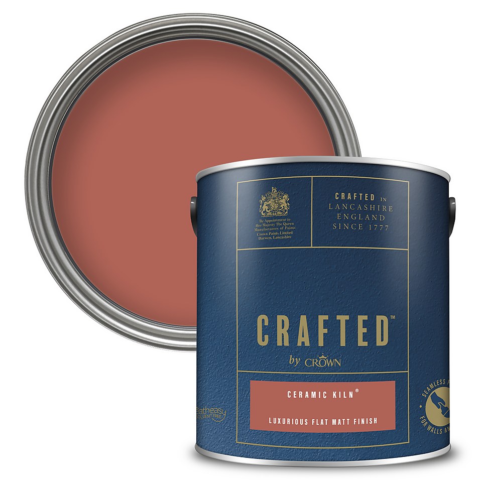 CRAFTED by Crown Flat Matt Interior Wall, Ceiling and Wood Paint Ceramic Kiln® - 2.5L