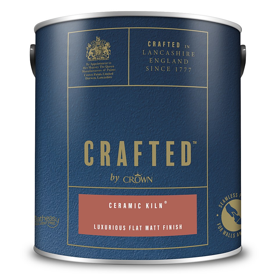 CRAFTED by Crown Flat Matt Interior Wall, Ceiling and Wood Paint Ceramic Kiln® - 2.5L