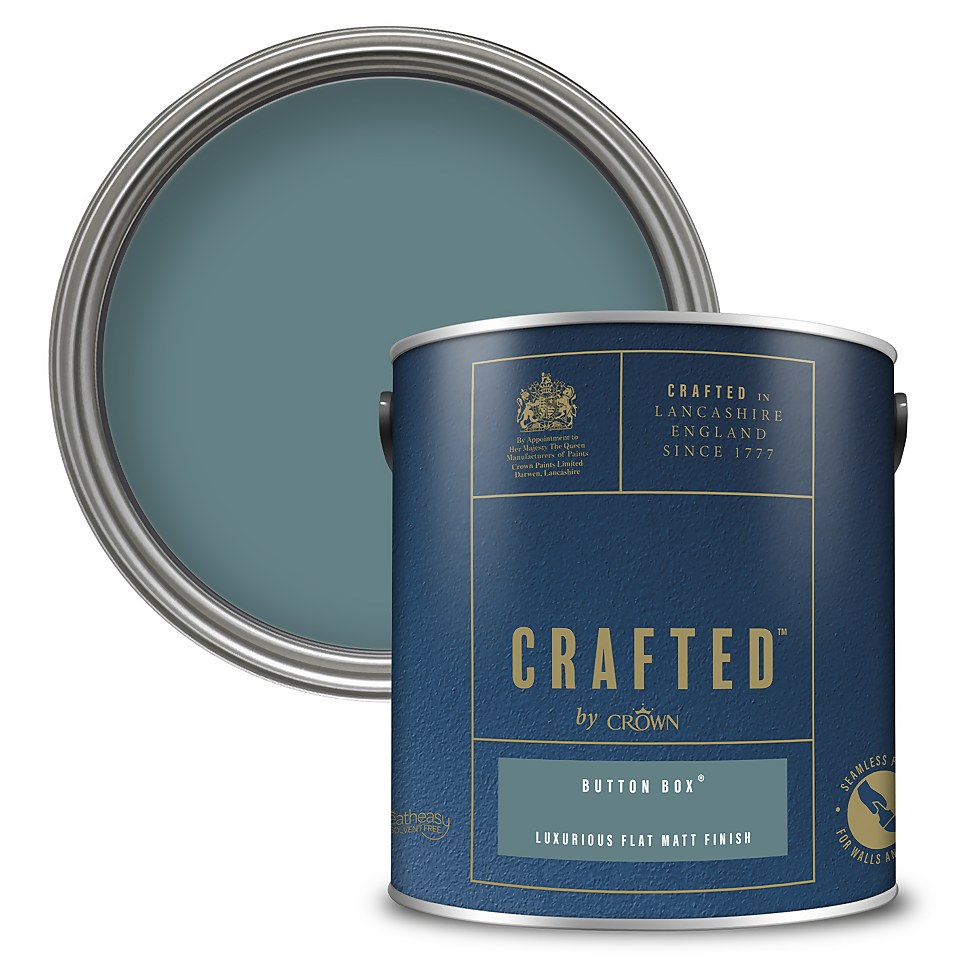 CRAFTED by Crown Interior Wall, Ceiling and Wood Flat Matt Paint Button Box - 2.5L