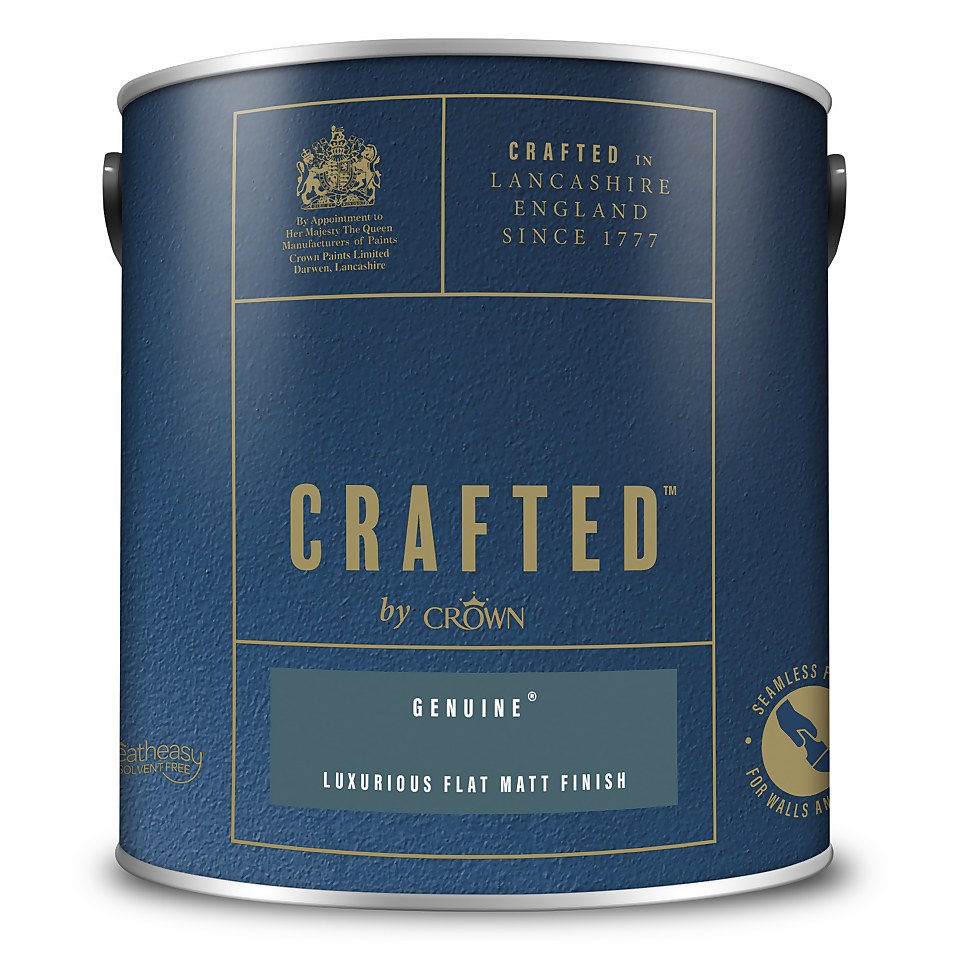 CRAFTED by Crown Flat Matt Interior Wall, Ceiling and Wood Paint Genuine® - 2.5L