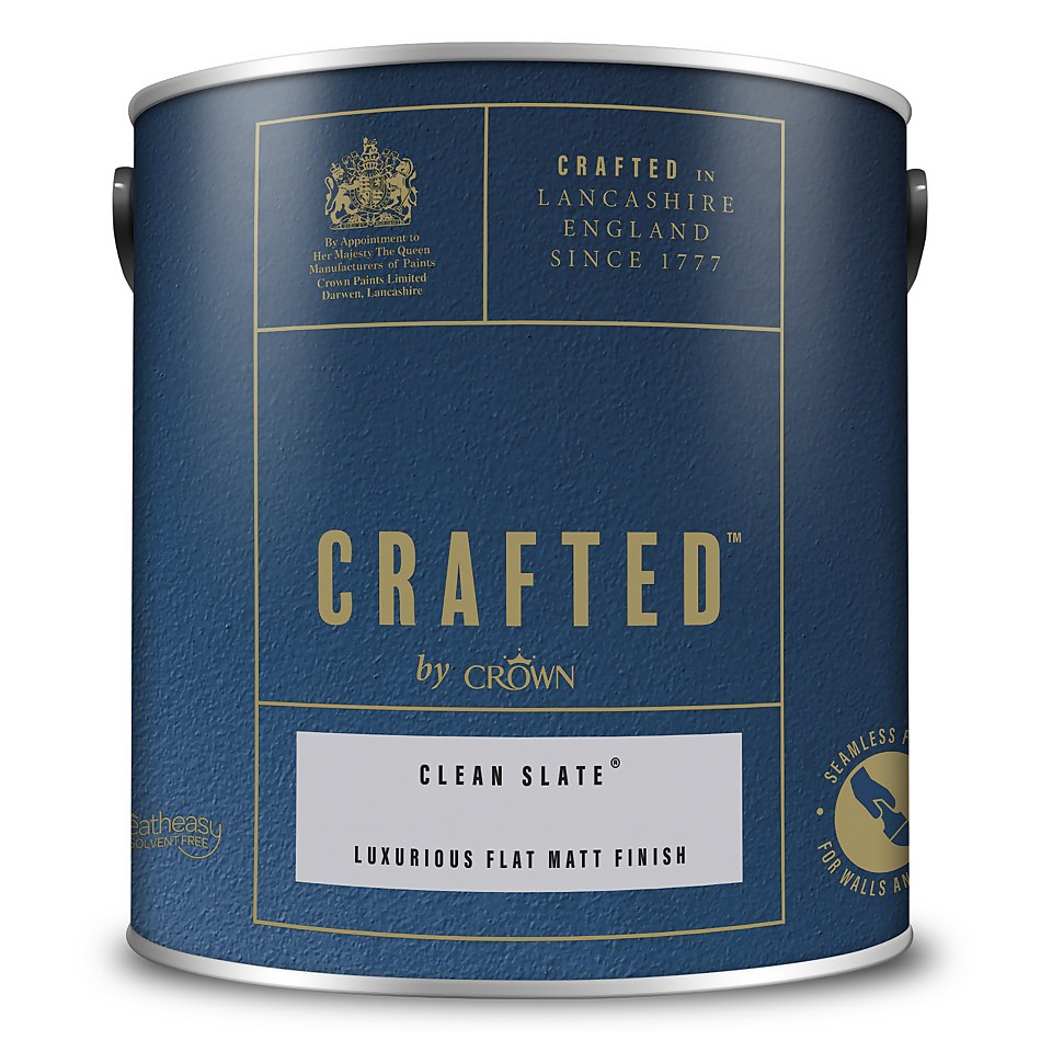 CRAFTED by Crown Flat Matt Interior Wall, Ceiling and Wood Paint Clean Slate® - 2.5L