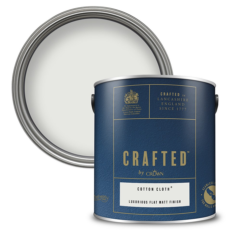 CRAFTED by Crown Flat Matt Interior Wall, Ceiling and Wood Paint Cotton Cloth - 2.5L