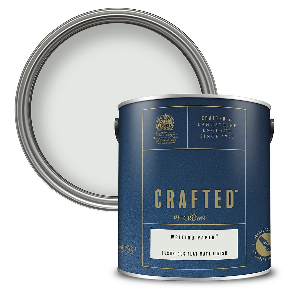 CRAFTED by Crown Flat Matt Interior Wall, Ceiling and Wood Paint Writing Paper® - 2.5L