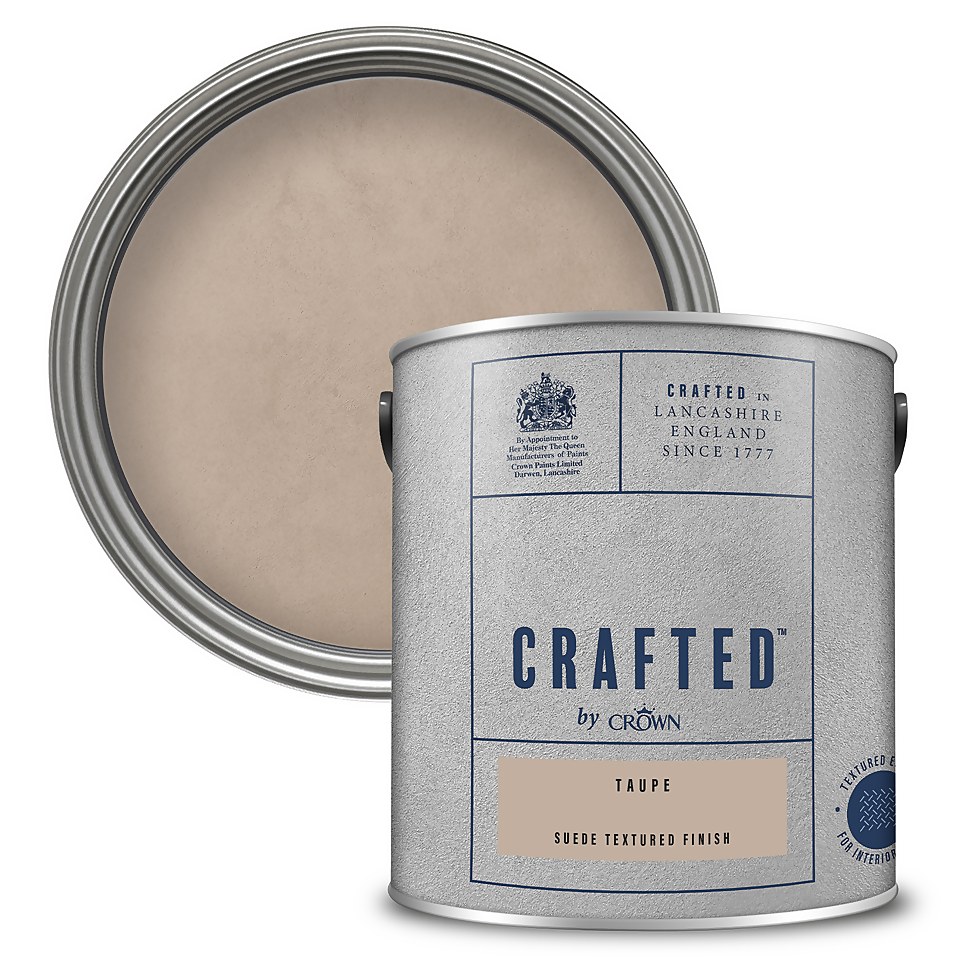 CRAFTED by Crown Suede Textured Matt Emulsion Interior Wall Paint Taupe - 2.5L