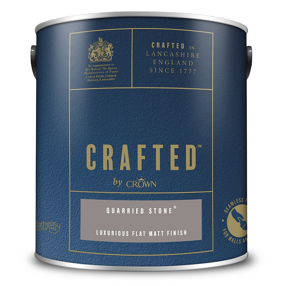CRAFTED by Crown Flat Matt Interior Wall, Ceiling and Wood Paint Quarried Stone® - 2.5L