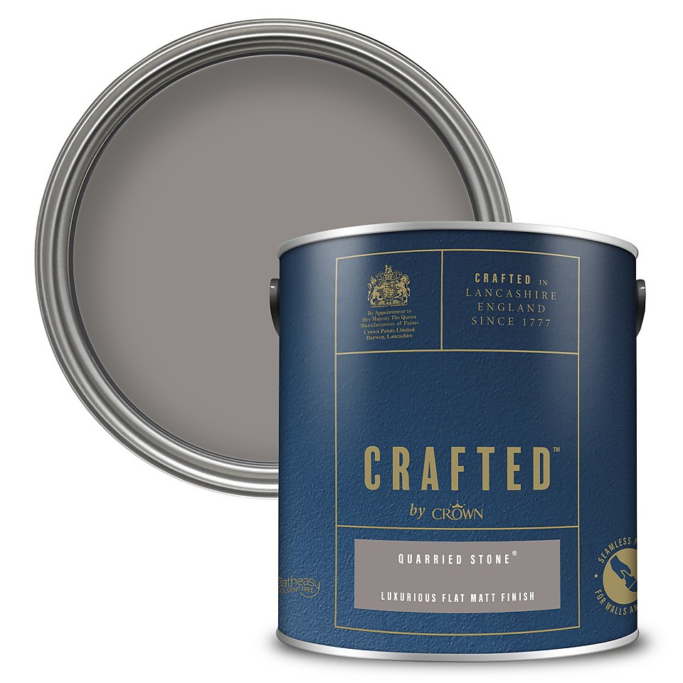 CRAFTED by Crown Flat Matt Interior Wall, Ceiling and Wood Paint Quarried Stone® - 2.5L