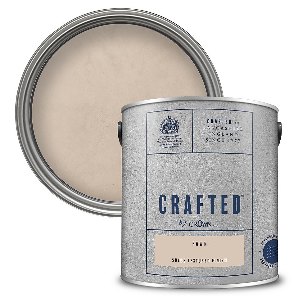 CRAFTED by Crown Suede Textured Matt Emulsion Interior Wall Paint Fawn - 2.5L