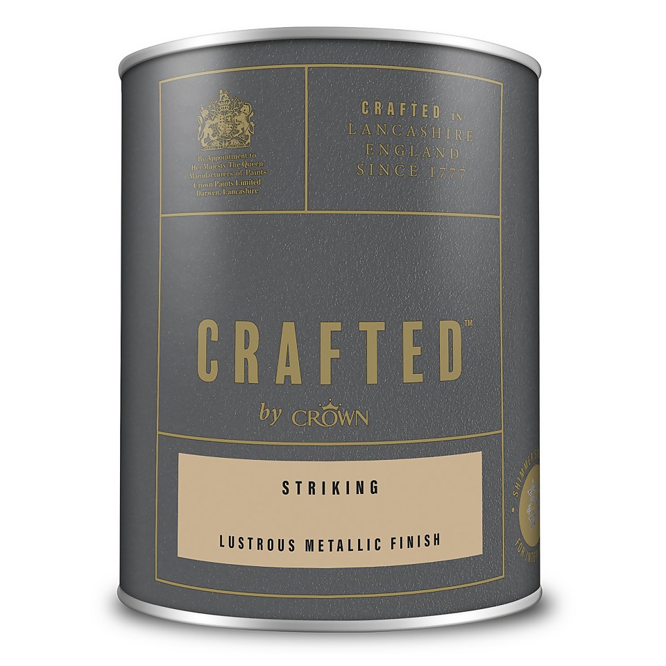 CRAFTED by Crown Lustrous Metallic Interior Wall and Wood Paint Striking - 1.25L