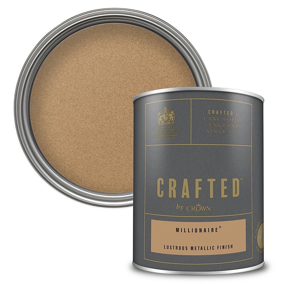 CRAFTED by Crown Lustrous Metallic Interior Wall and Wood Paint Millionaire® - 1.25L