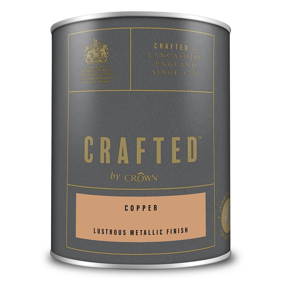 CRAFTED by Crown Lustrous Metallic Interior Wall and Wood Paint Copper - 1.25L