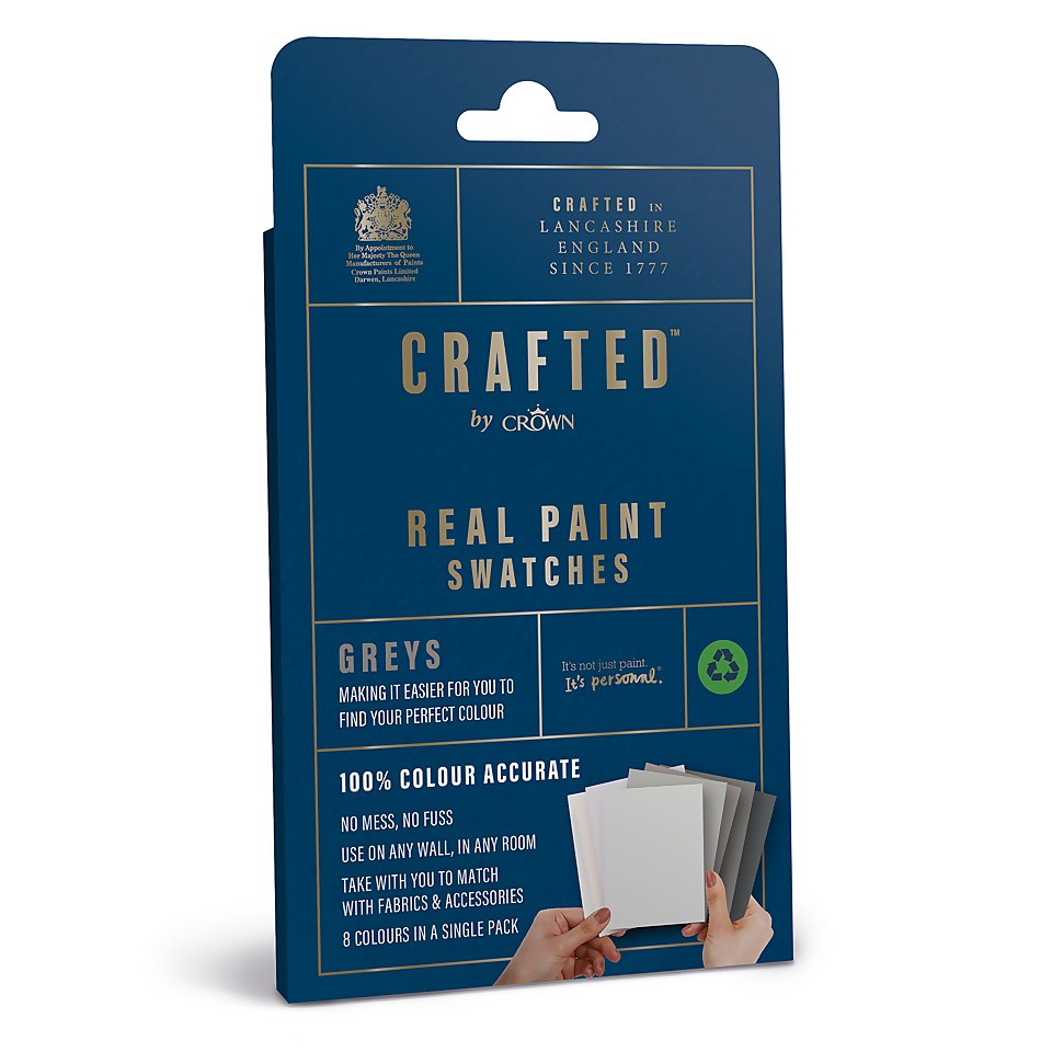 CRAFTED by Crown 100% Accurate Pure Paint Tester Grey Colour Family 8 Pack