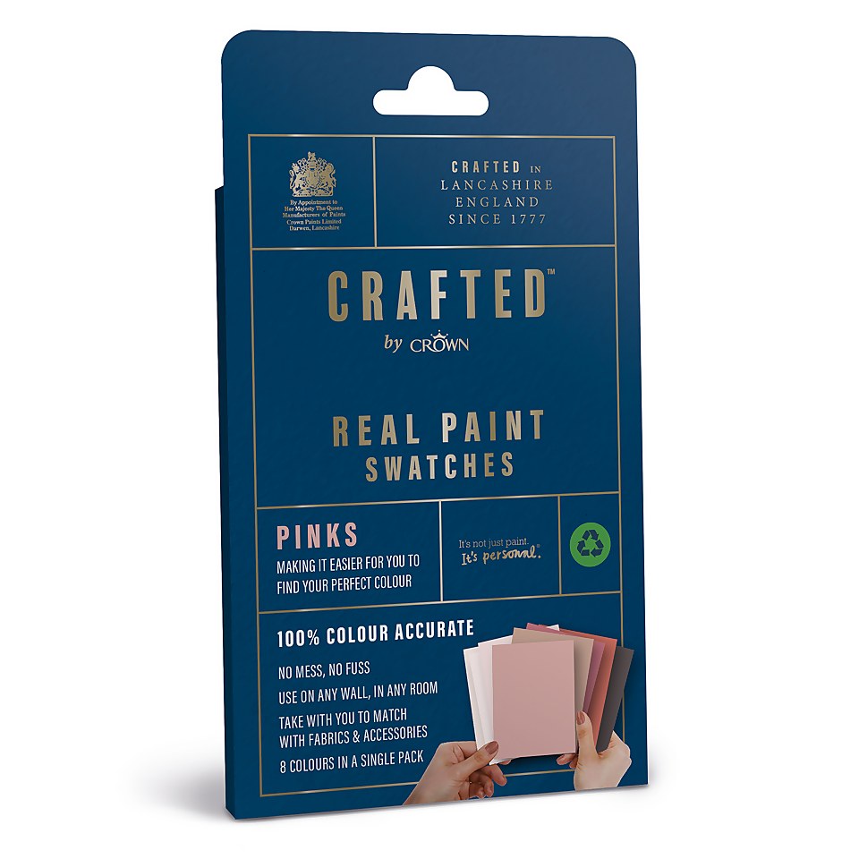 CRAFTED by Crown 100% Accurate Pure Paint Tester Pink Colour Family 8 Pack