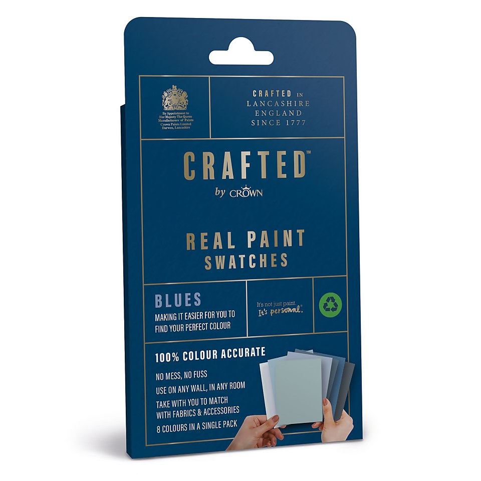 CRAFTED by Crown 100% Accurate Pure Paint Tester Blue Colour Family 8 Pack