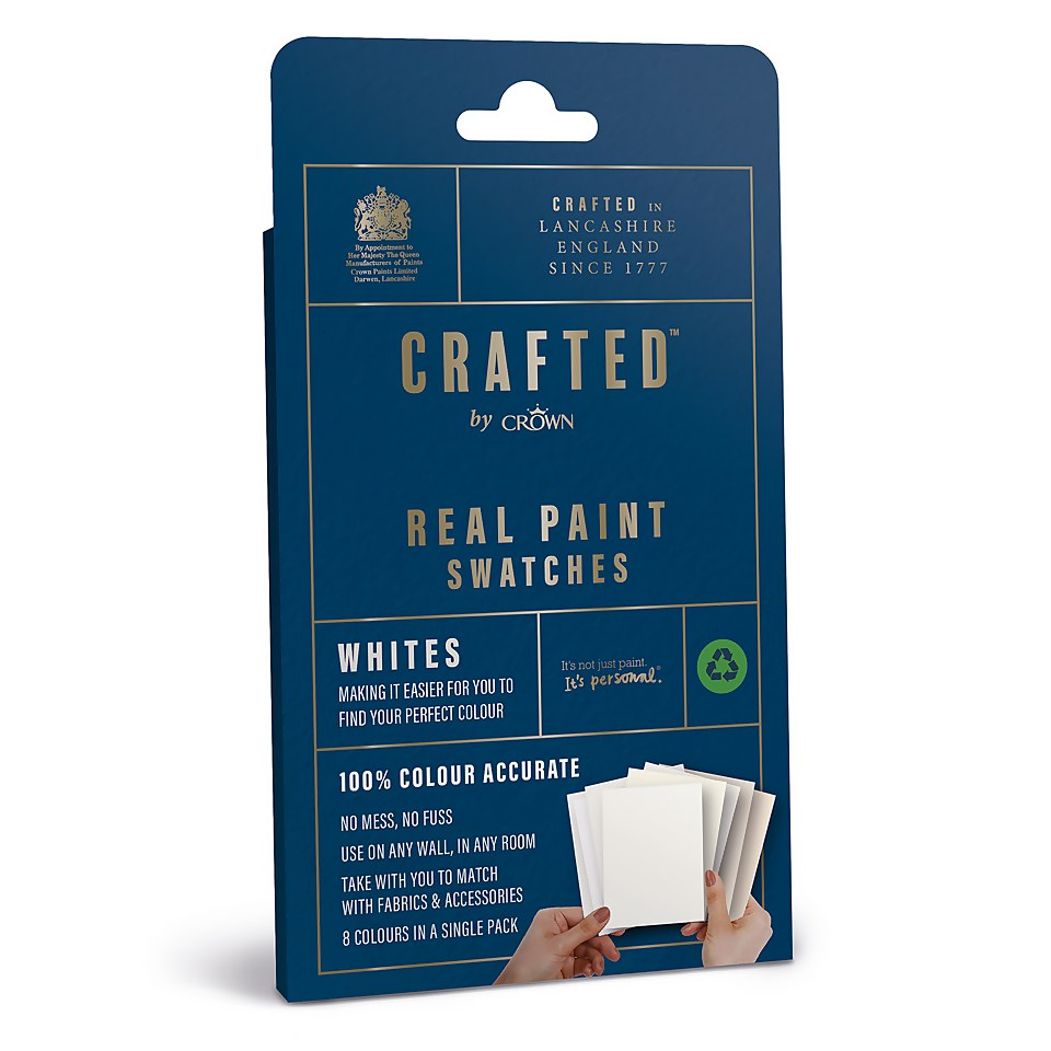 CRAFTED by Crown 100% Accurate Pure Paint Tester White Colour Family 8 Pack