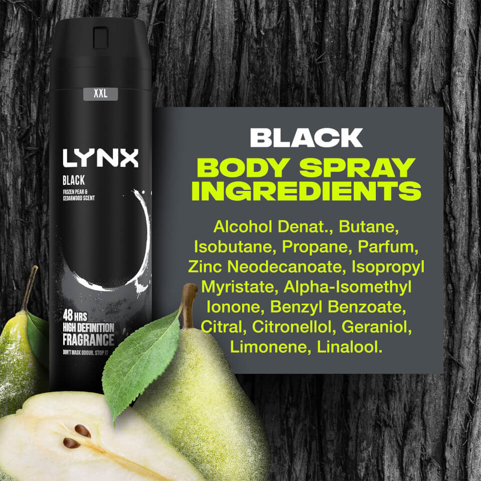 Lynx Black Body Spray Deodorant 250ml