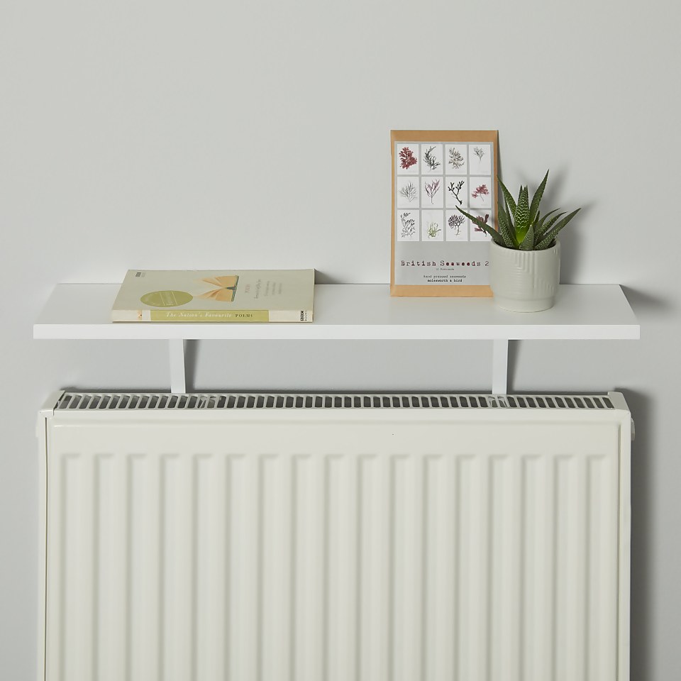 Lloyd Pascal Radiator Shelf with Square Edge & Bracket Fitting in White