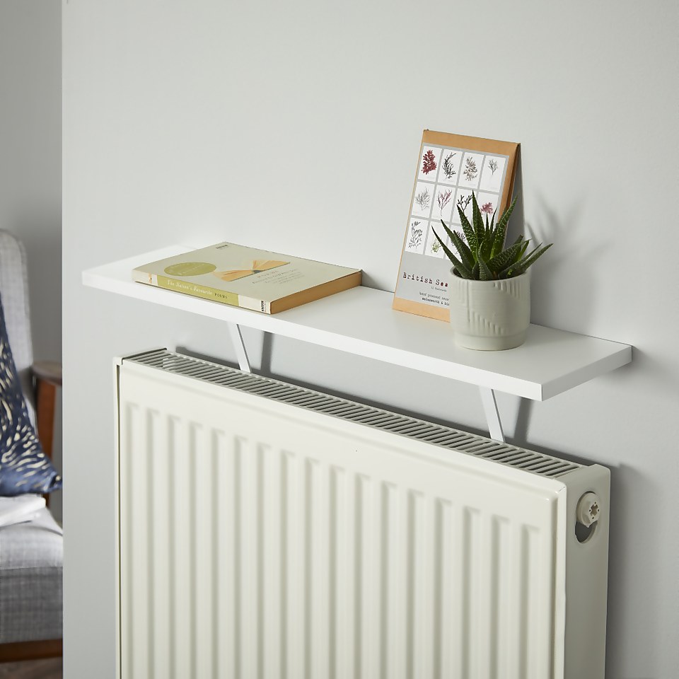 Lloyd Pascal Radiator Shelf with Square Edge & Bracket Fitting in White