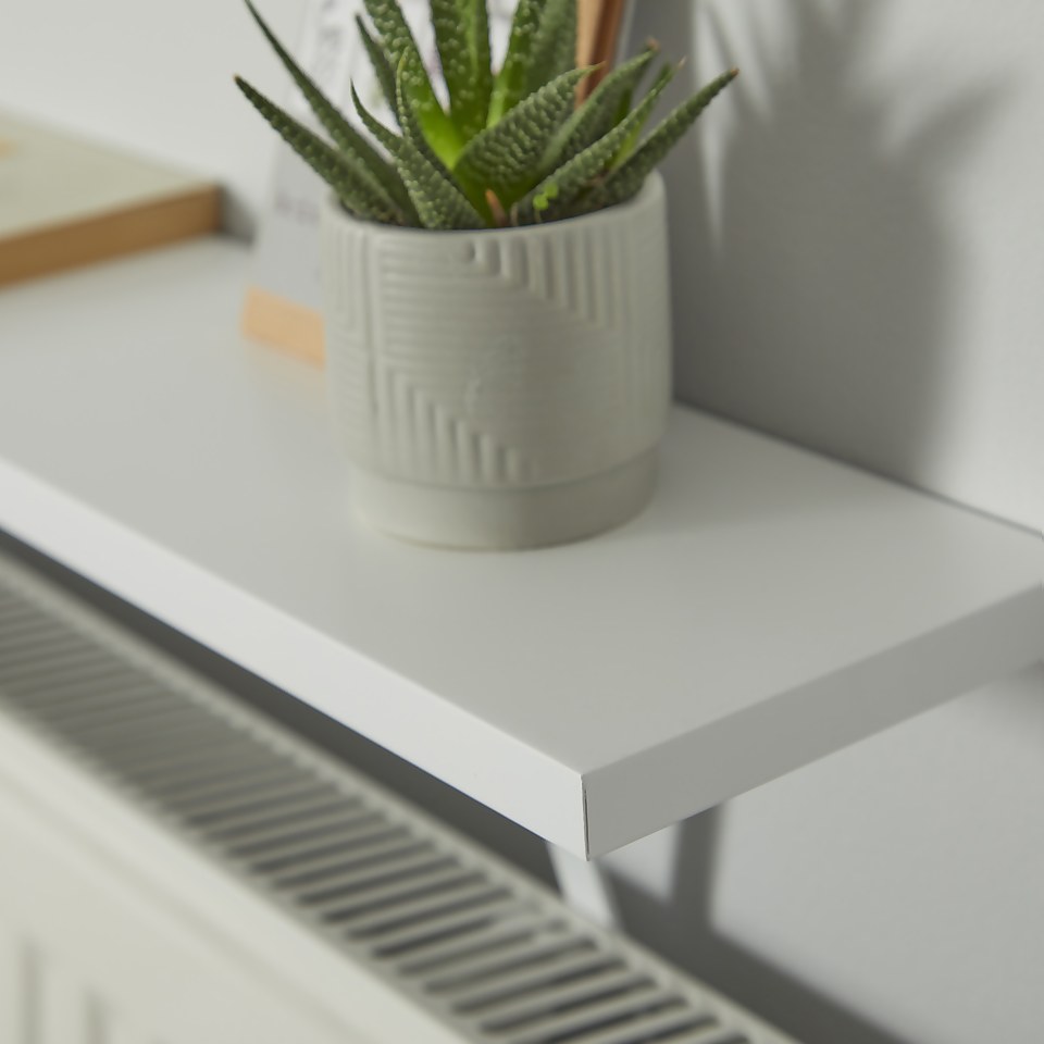 Lloyd Pascal Radiator Shelf with Square Edge & Bracket Fitting in White